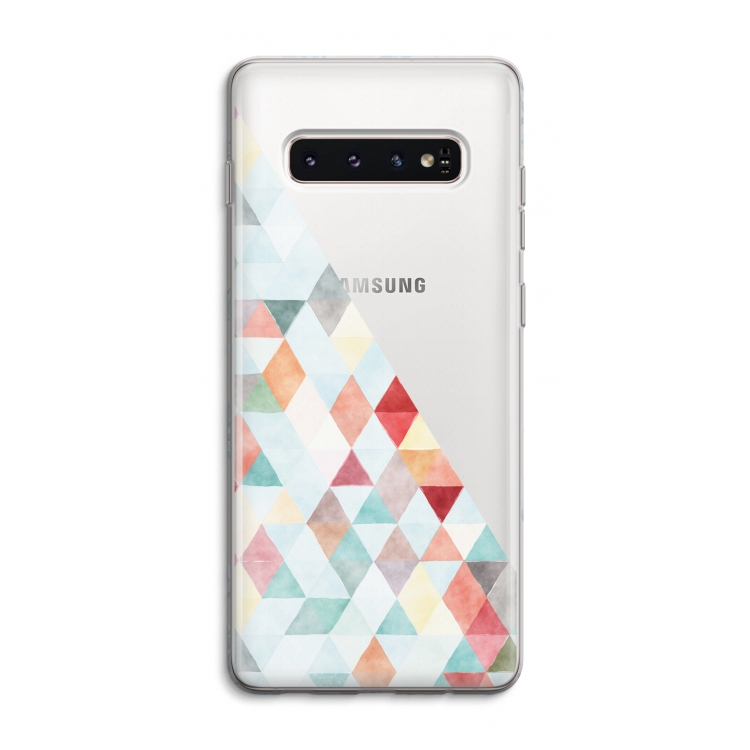 Gekleurde driehoekjes pastel: Samsung Galaxy S10 4G Transparant Hoesje
