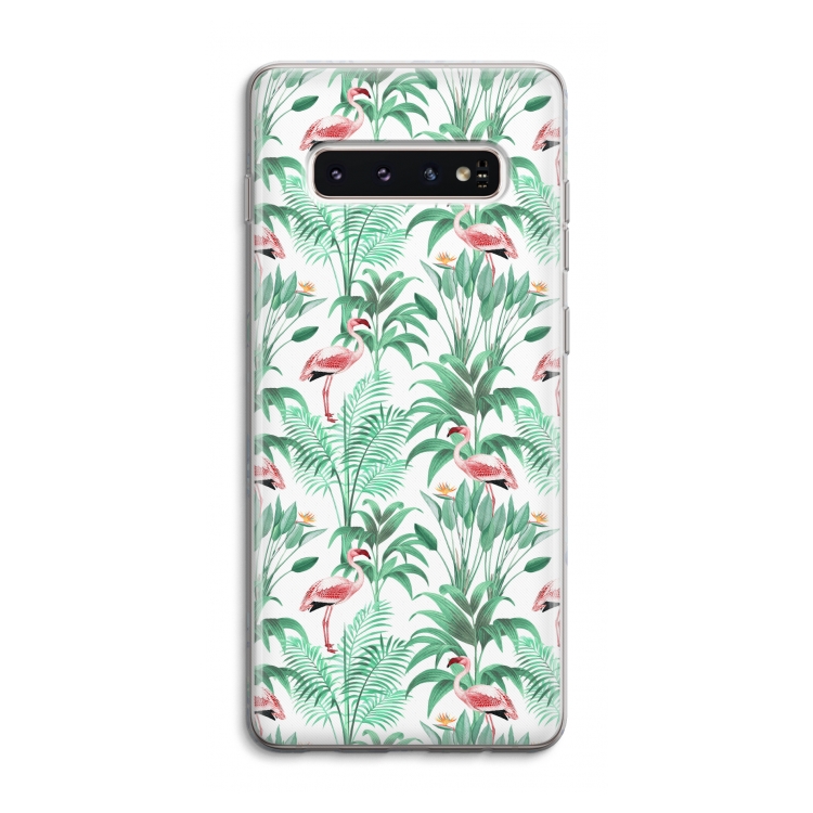 Flamingo bladeren: Samsung Galaxy S10 4G Transparant Hoesje
