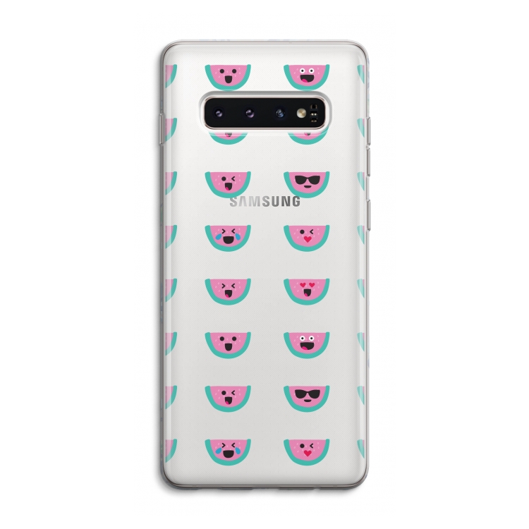 Smiley watermeloenprint: Samsung Galaxy S10 4G Transparant Hoesje