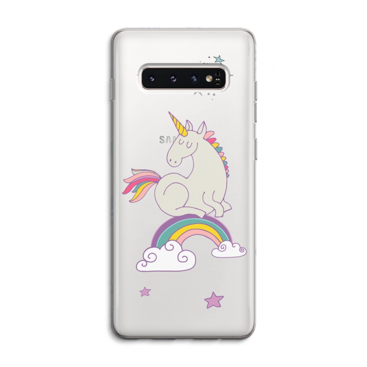 Regenboog eenhoorn: Samsung Galaxy S10 4G Transparant Hoesje