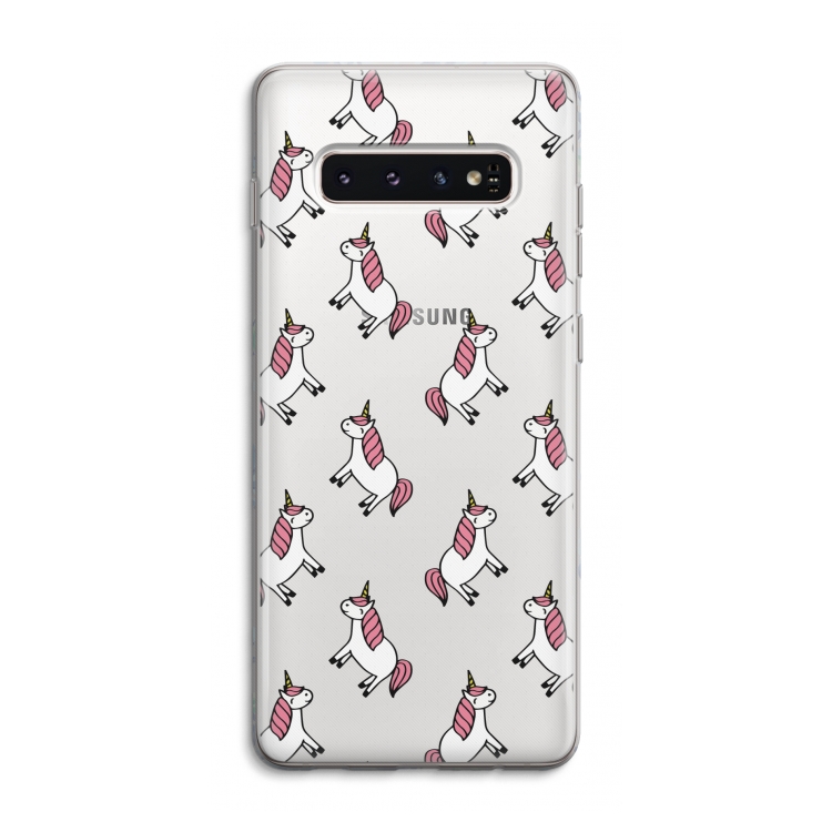 Eenhoorns overal: Samsung Galaxy S10 4G Transparant Hoesje