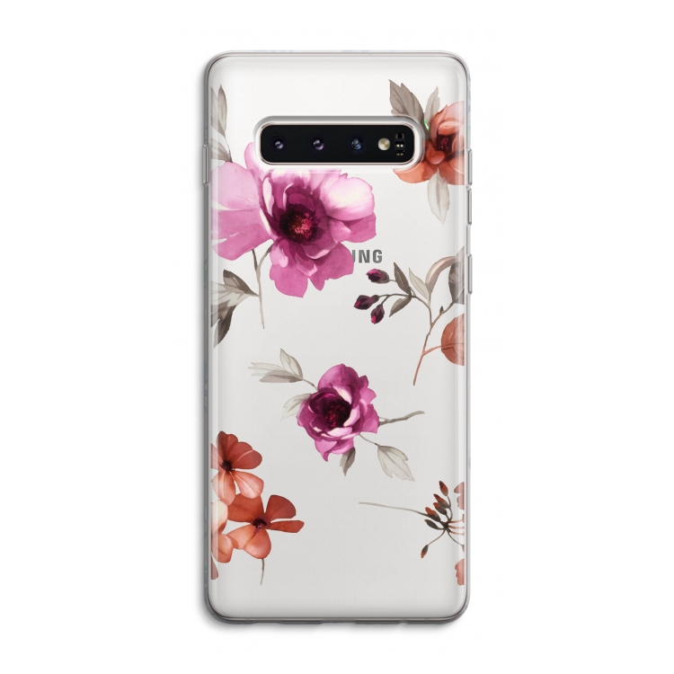 Geschilderde bloemen: Samsung Galaxy S10 4G Transparant Hoesje
