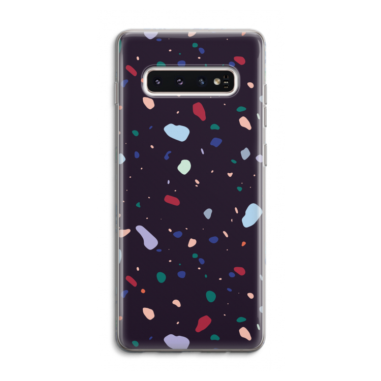 Dark Rounded Terrazzo: Samsung Galaxy S10 4G Transparant Hoesje