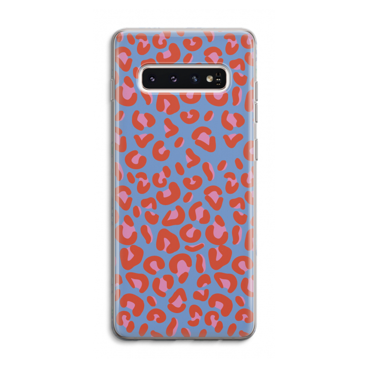Leopard blue: Samsung Galaxy S10 4G Transparant Hoesje
