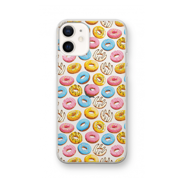 Pink donuts: iPhone 12 Transparant Hoesje