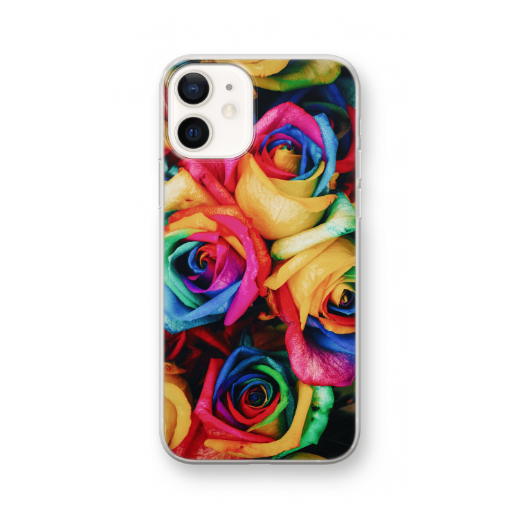 Neon bloemen: iPhone 12 Transparant Hoesje