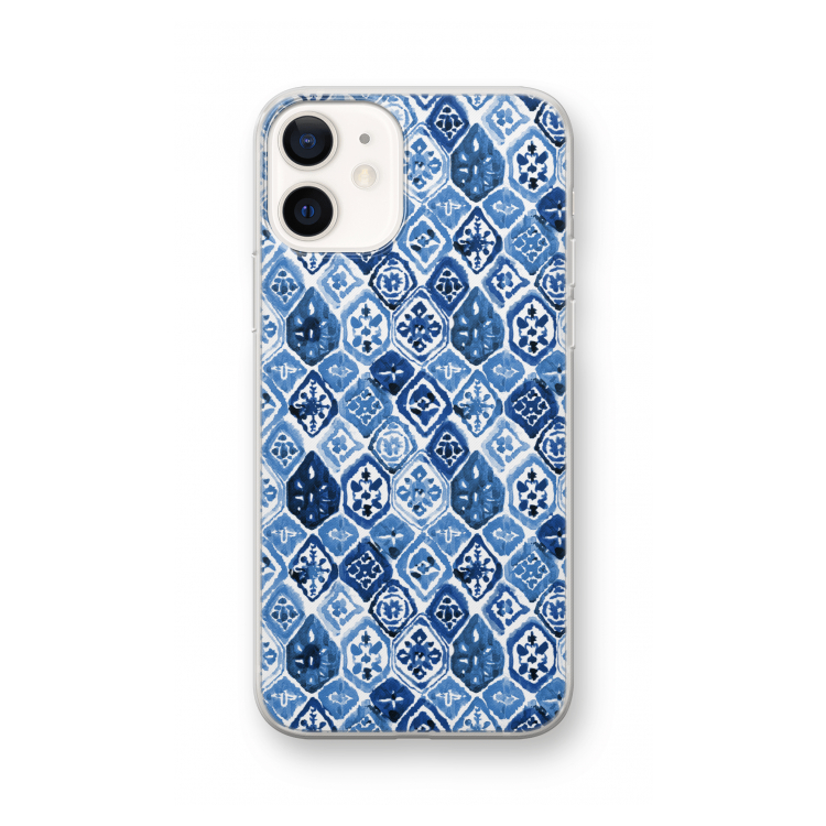 Blauw motief: iPhone 12 Transparant Hoesje