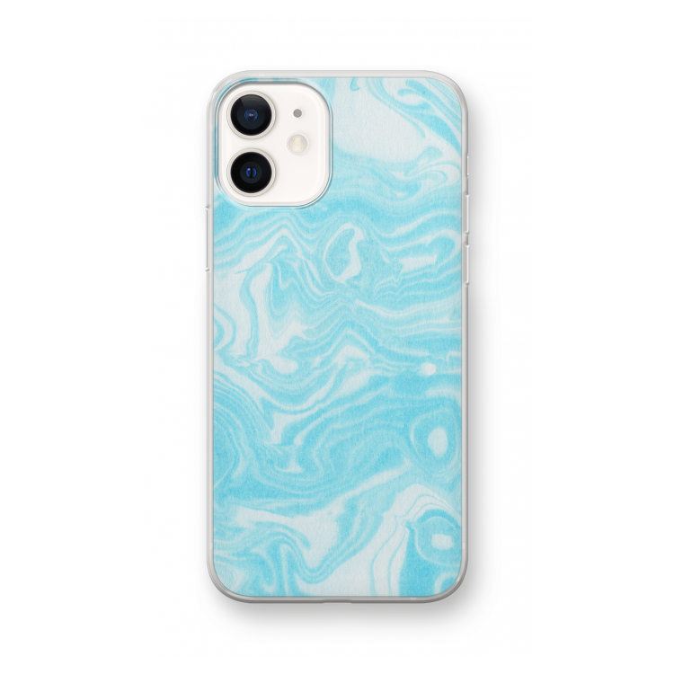 Waterverf blauw: iPhone 12 Transparant Hoesje
