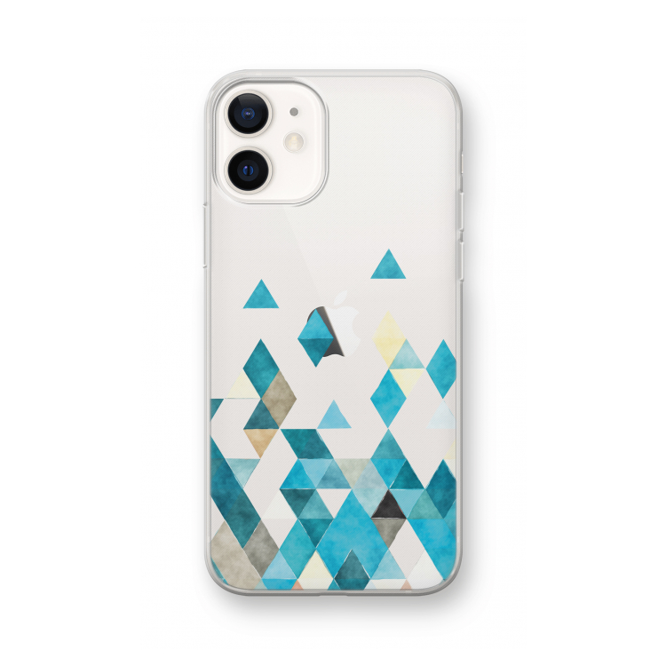 Gekleurde driehoekjes blauw: iPhone 12 Transparant Hoesje