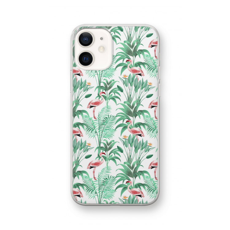 Flamingo bladeren: iPhone 12 Transparant Hoesje