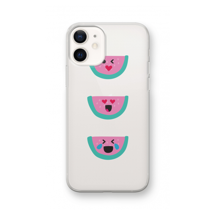 Smiley watermeloen: iPhone 12 Transparant Hoesje
