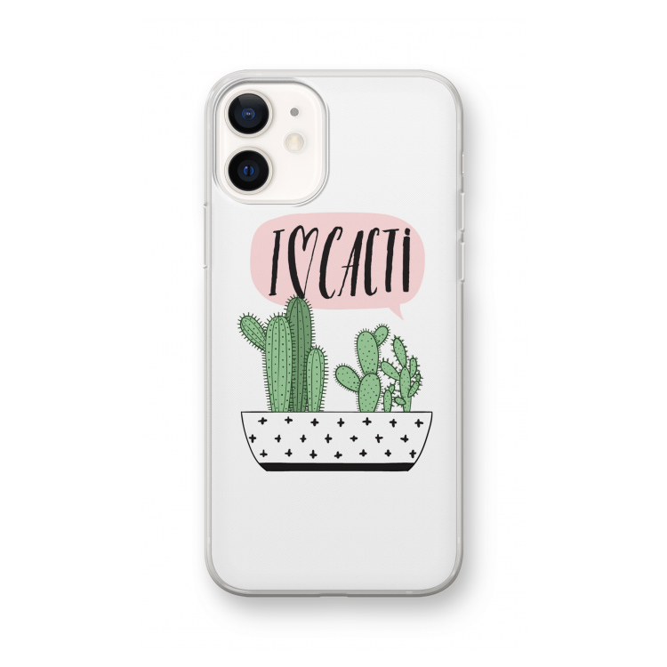 I love cacti: iPhone 12 Transparant Hoesje
