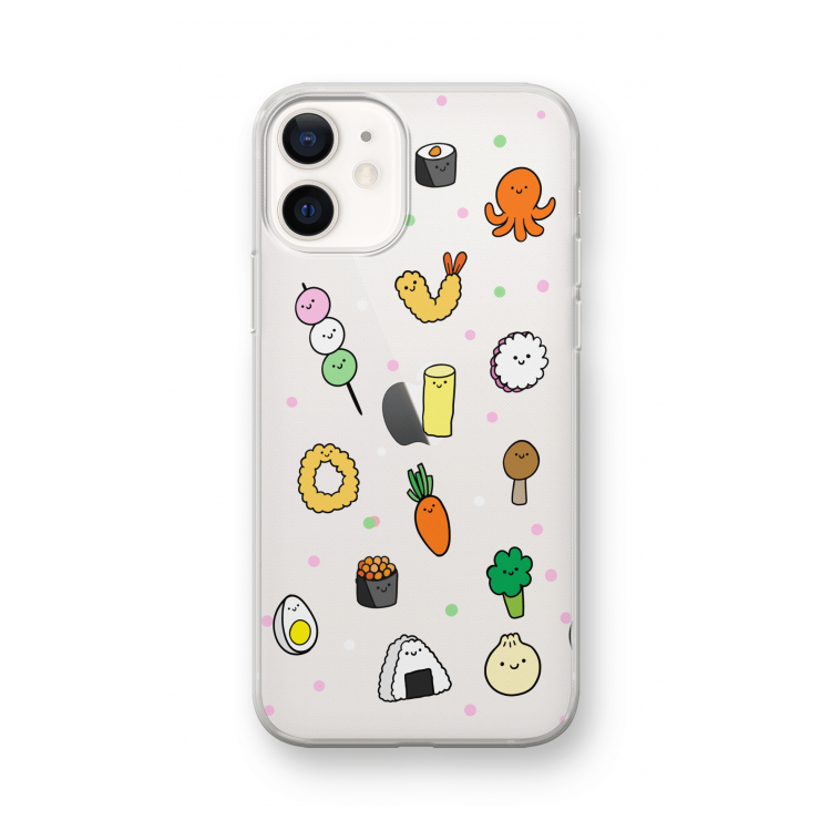 Happy bento friends: iPhone 12 mini Transparant Hoesje