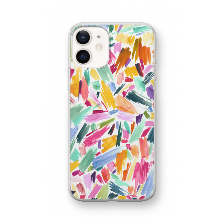 Watercolor Brushstrokes: iPhone 12 mini Transparant Hoesje