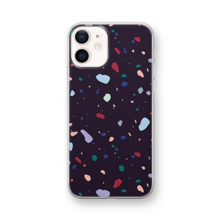 Dark Rounded Terrazzo: iPhone 12 mini Transparant Hoesje