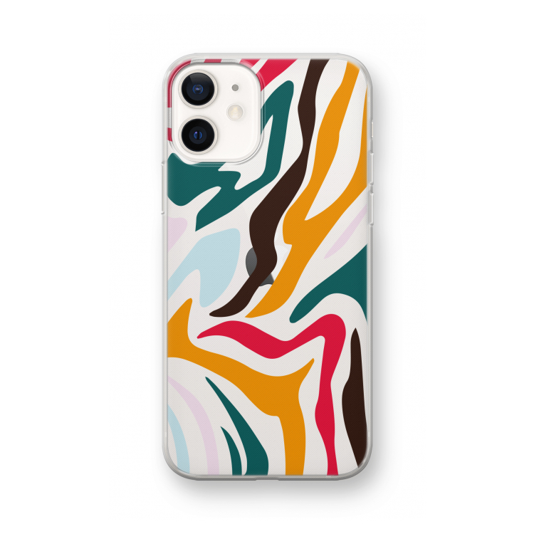 Colored Zebra: iPhone 12 mini Transparant Hoesje