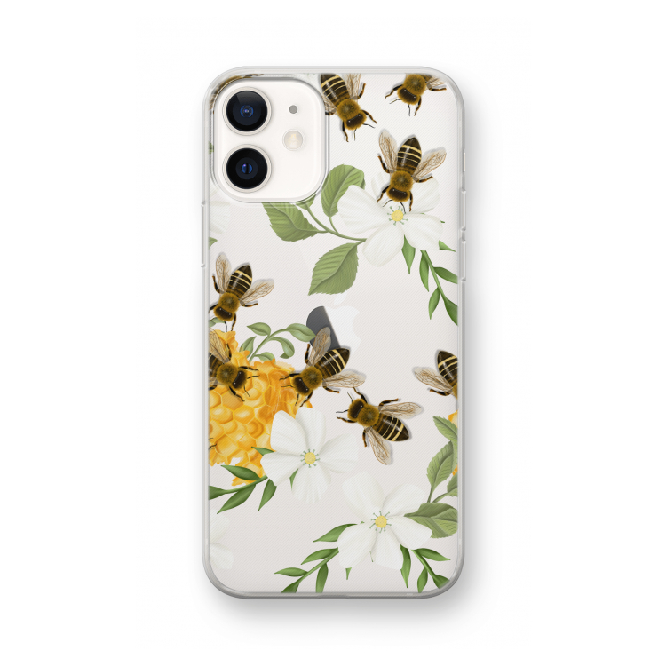 No flowers without bees: iPhone 12 mini Transparant Hoesje