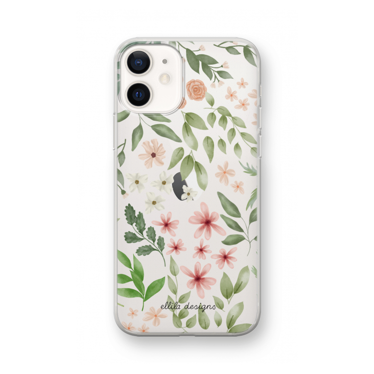 Botanical sweet flower heaven: iPhone 12 mini Transparant Hoesje