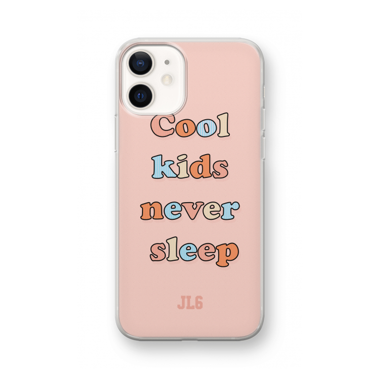 Cool Kids Never Sleep: iPhone 12 mini Transparant Hoesje