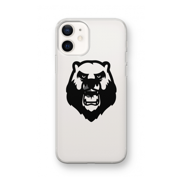 Angry Bear (black): iPhone 12 mini Transparant Hoesje
