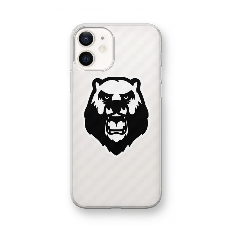Angry Bear (white): iPhone 12 mini Transparant Hoesje