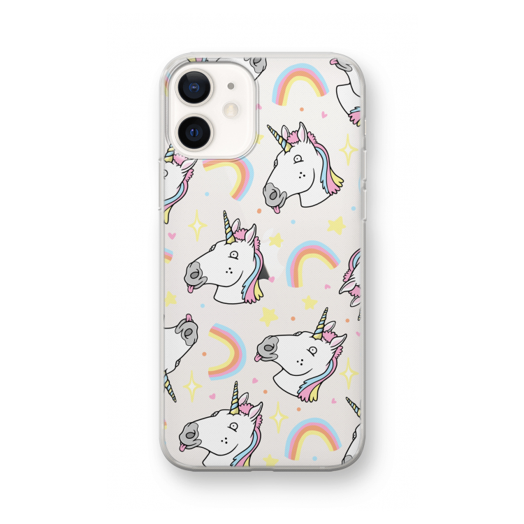Rainbow Unicorn: iPhone 12 mini Transparant Hoesje