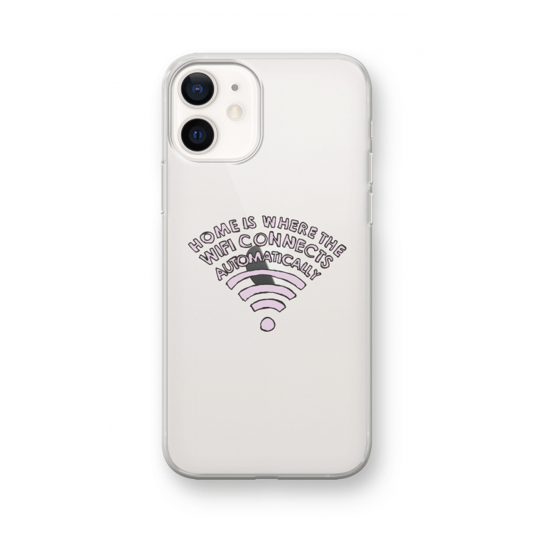 Home Is Where The Wifi Is: iPhone 12 mini Transparant Hoesje