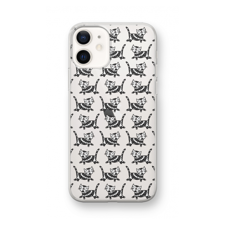 Zwarte poes: iPhone 12 mini Transparant Hoesje