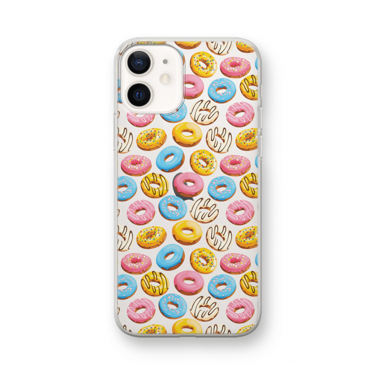 Pink donuts: iPhone 12 mini Transparant Hoesje