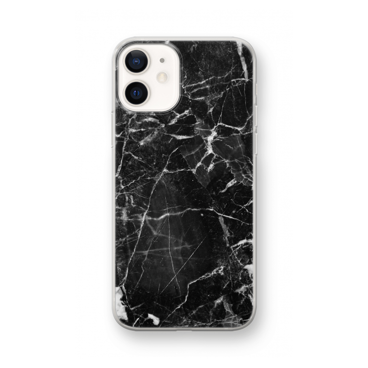 Zwart Marmer 2: iPhone 12 mini Transparant Hoesje