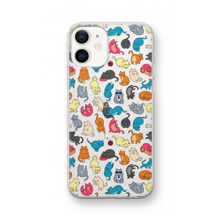 Kleurrijke katten: iPhone 12 mini Transparant Hoesje
