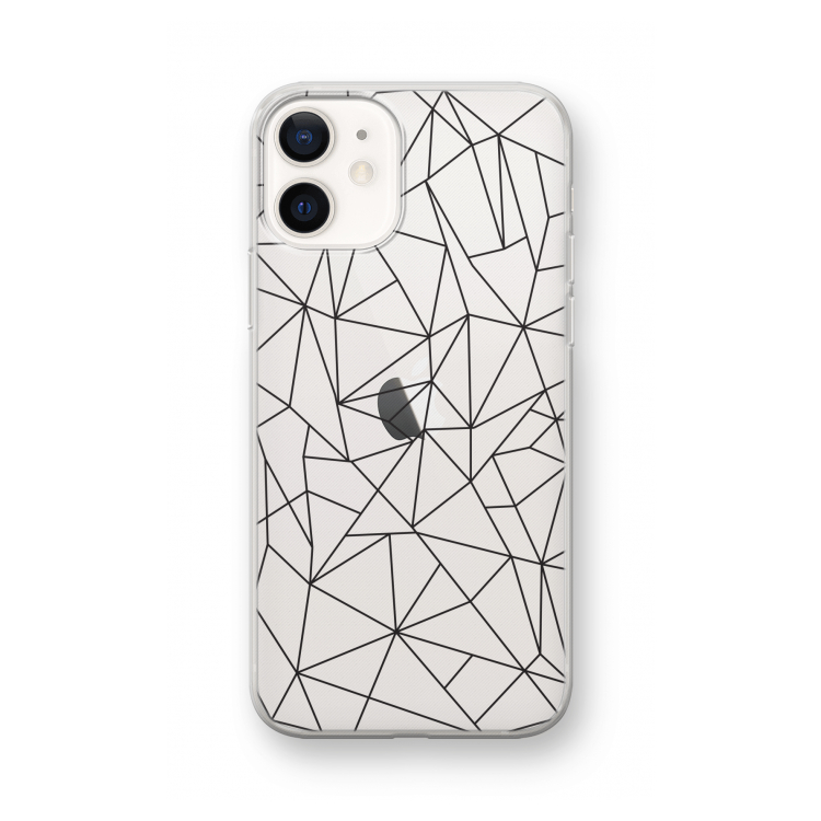 Geometrische lijnen zwart: iPhone 12 mini Transparant Hoesje