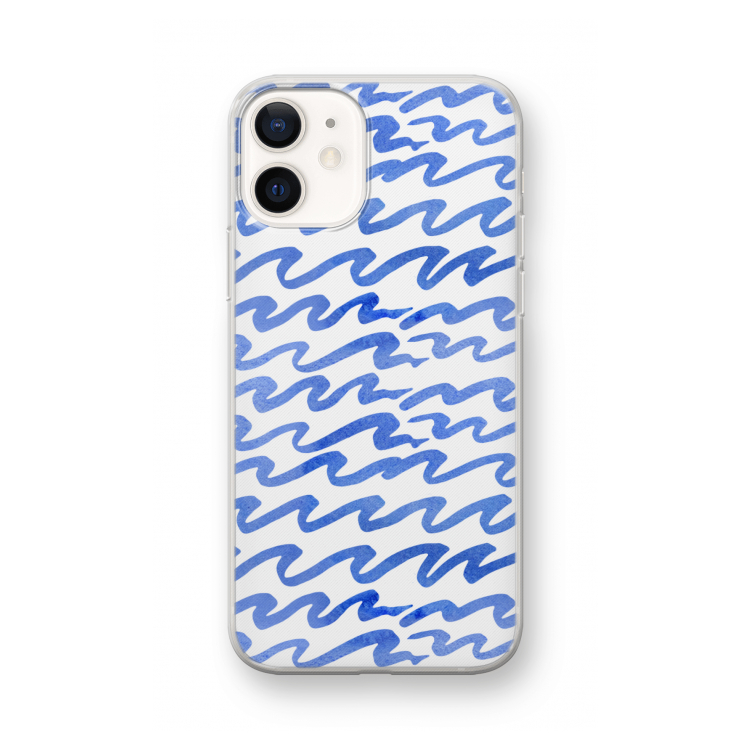 Blauwe golven: iPhone 12 mini Transparant Hoesje