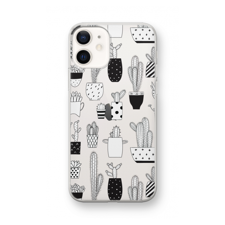 Cactusmotief: iPhone 12 mini Transparant Hoesje