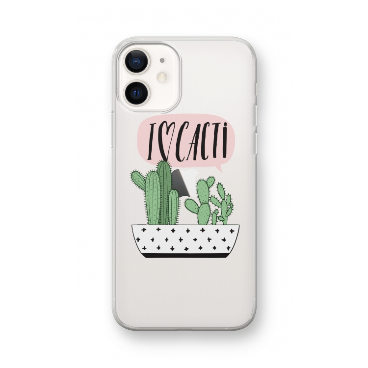 I love cacti: iPhone 12 mini Transparant Hoesje