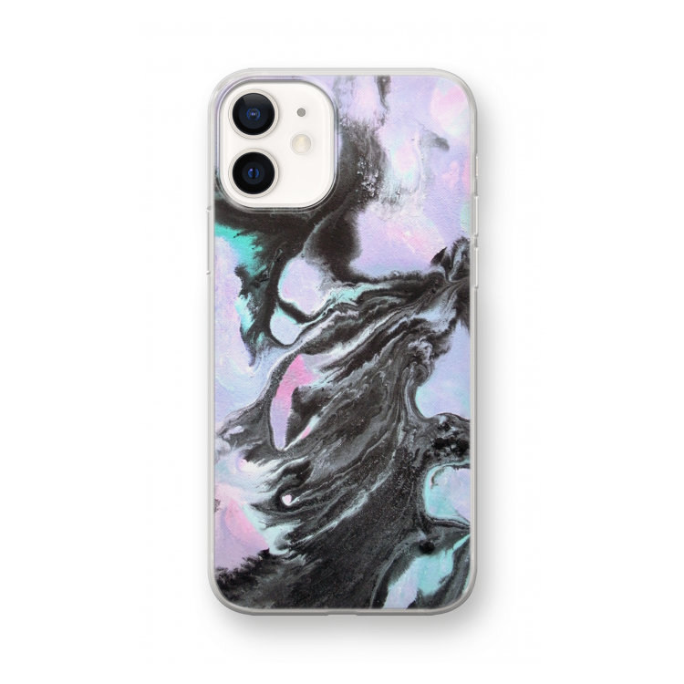 Pastel zwart: iPhone 12 mini Transparant Hoesje