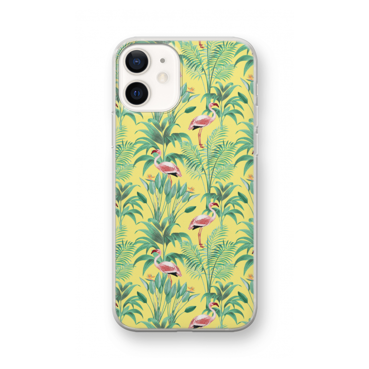 Flamingo party: iPhone 12 mini Transparant Hoesje