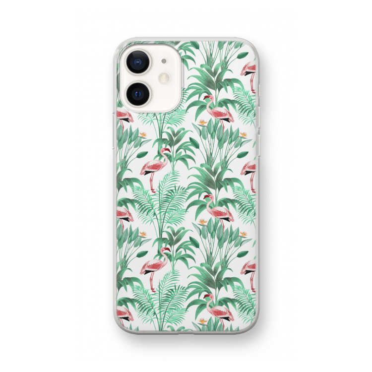 Flamingo bladeren: iPhone 12 mini Transparant Hoesje