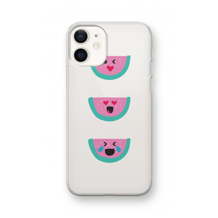 Smiley watermeloen: iPhone 12 mini Transparant Hoesje
