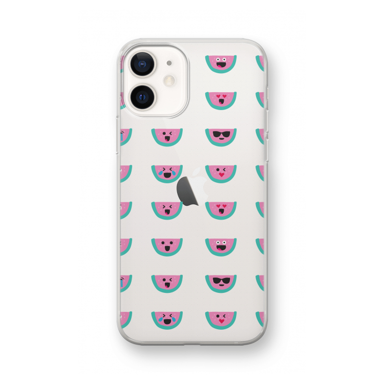 Smiley watermeloenprint: iPhone 12 mini Transparant Hoesje