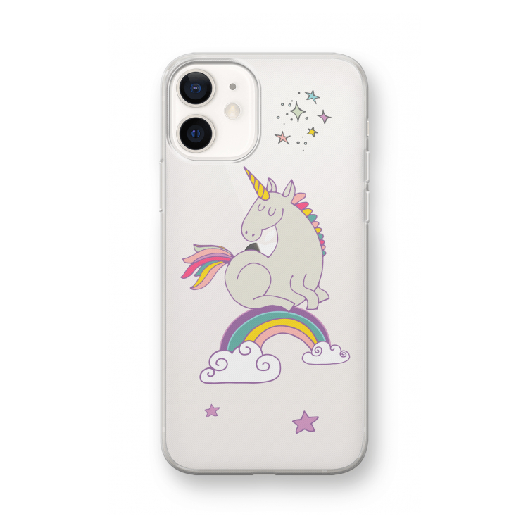 Regenboog eenhoorn: iPhone 12 mini Transparant Hoesje