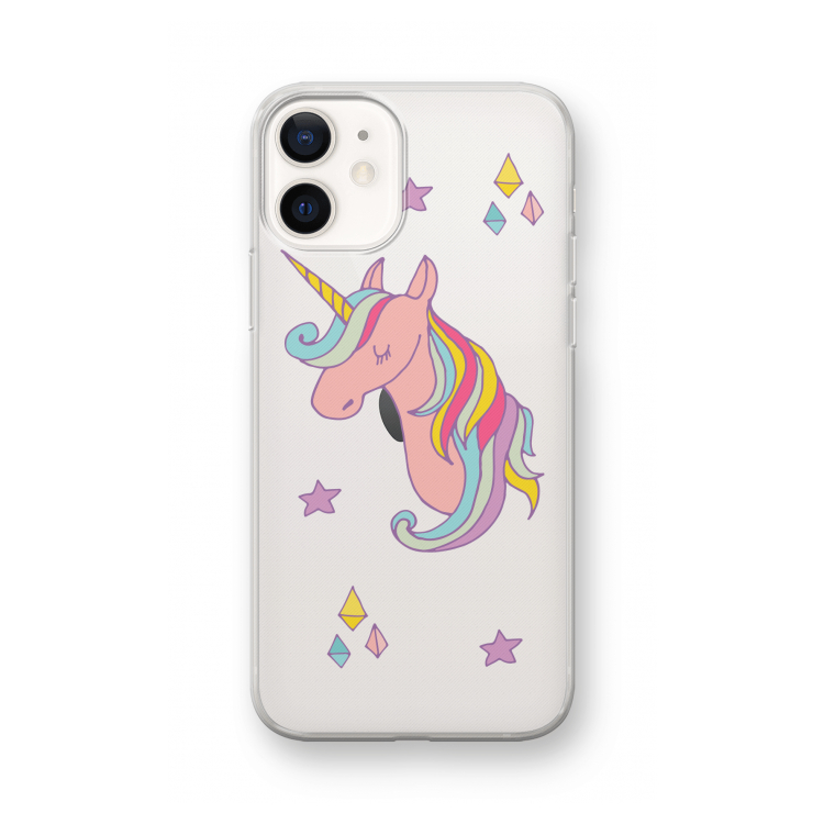 Roze eenhoorn: iPhone 12 mini Transparant Hoesje