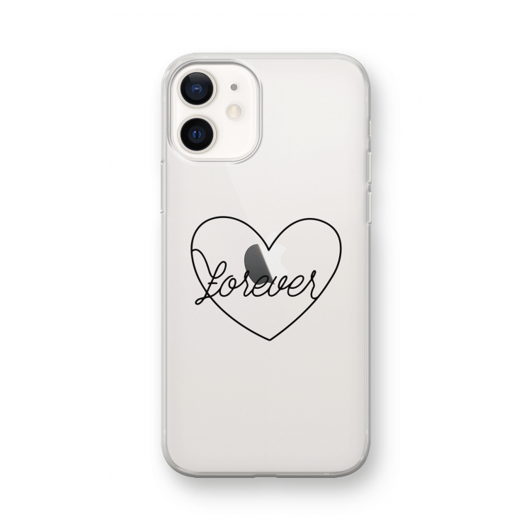 Forever heart black: iPhone 12 mini Transparant Hoesje