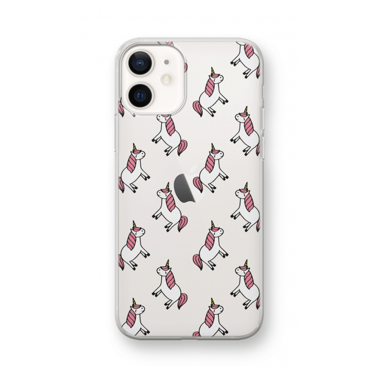 Eenhoorns overal: iPhone 12 mini Transparant Hoesje