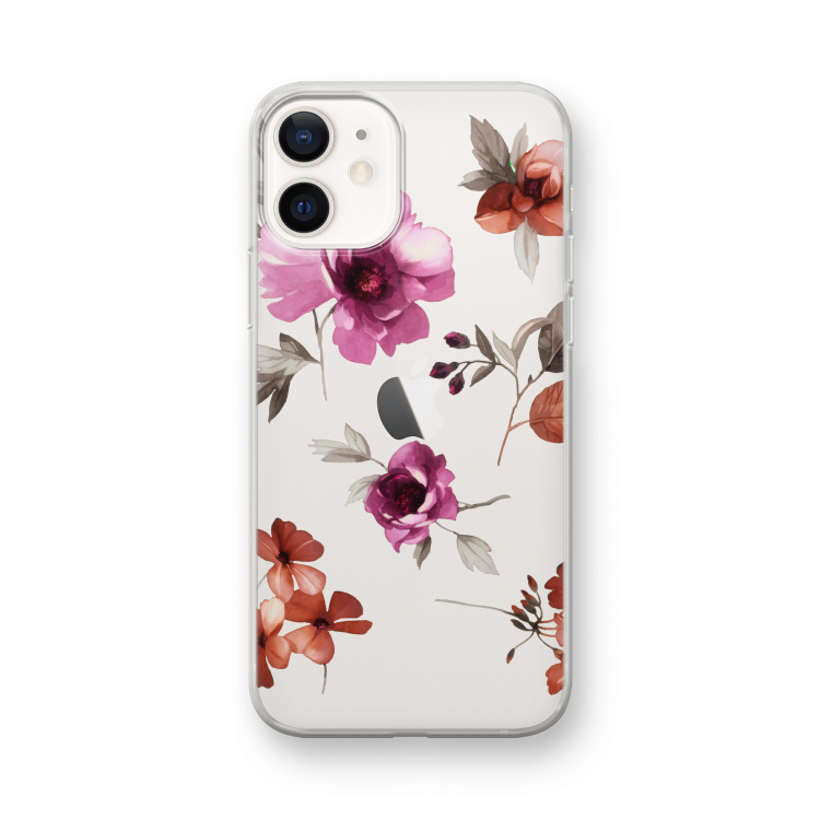 Geschilderde bloemen: iPhone 12 mini Transparant Hoesje