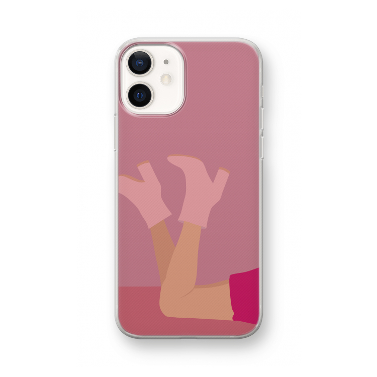 Pink boots: iPhone 12 mini Transparant Hoesje