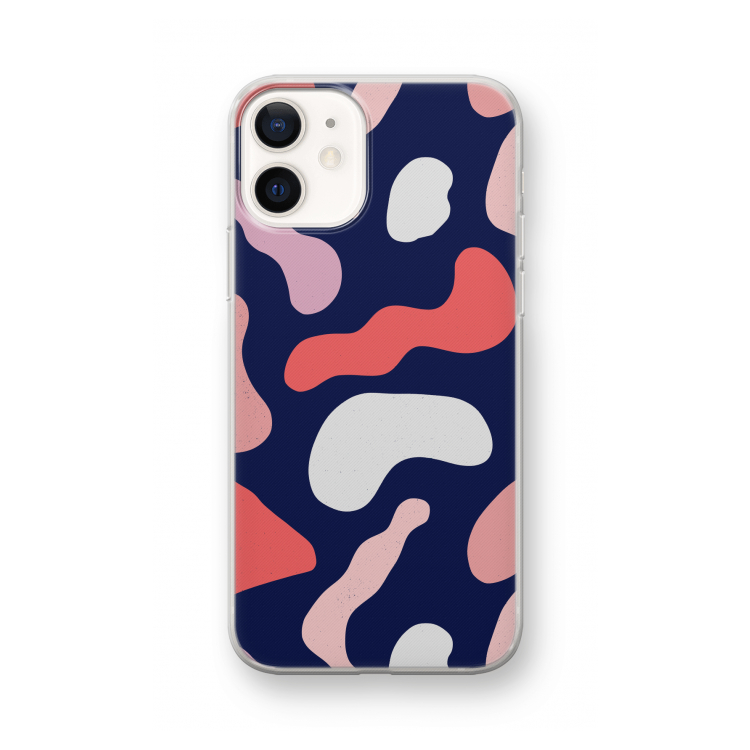 Memphis Shapes Pink: iPhone 12 mini Transparant Hoesje
