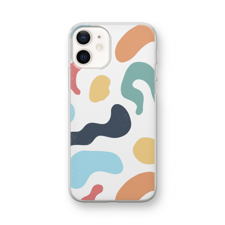 Memphis Shapes Blue: iPhone 12 mini Transparant Hoesje