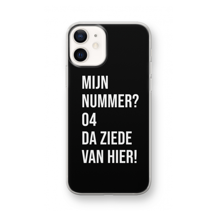 Da ziede van hier - Zwart: iPhone 12 mini Transparant Hoesje