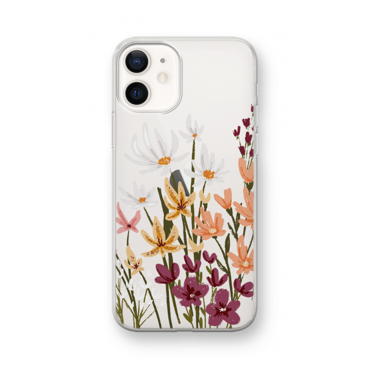Painted wildflowers: iPhone 12 mini Transparant Hoesje